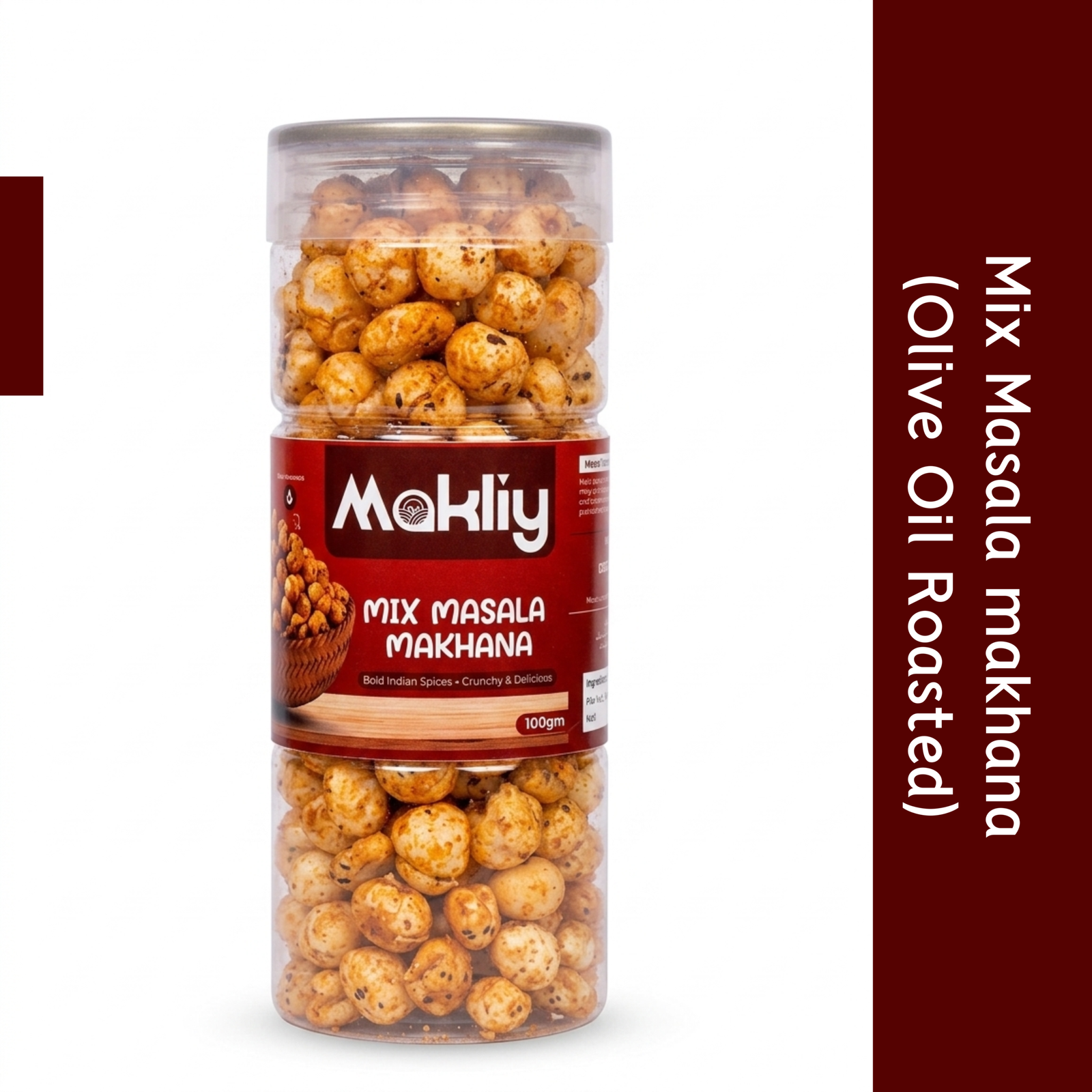 MAKLIY Mix Masala Makhana (Olive Oil Roasted) 100g | Premium Roasted Fox Nuts | High Protein & Fiber | Gluten-Free Snack